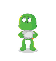 turtle lifting rock cartoon character vector