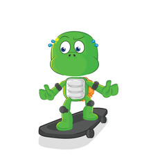 turtle riding skateboard cartoon character vector