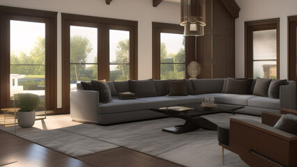 Renowned Mansion Living Room, Generative AI