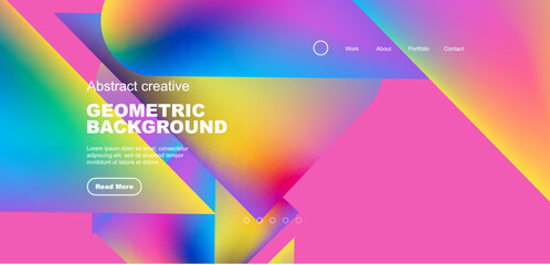 Liquid shapes with flowing gradient colors. Geometric circle round triangles. Vector illustration for wallpaper, banner, background, leaflet, catalog, cover, flyer