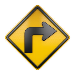 3D illustration of road traffic sign Right Turn