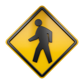 3D illustration of road traffic sign Pedestrians