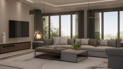 Premium Living Room in a Mansion, Generative AI