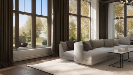 Fototapeta na wymiar Fashionable Living Room in a Mansion, Generative AI