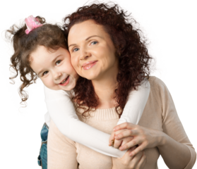 Portrait of happy Mother and daughter hugging