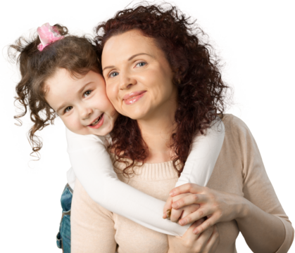 Portrait of happy Mother and daughter hugging