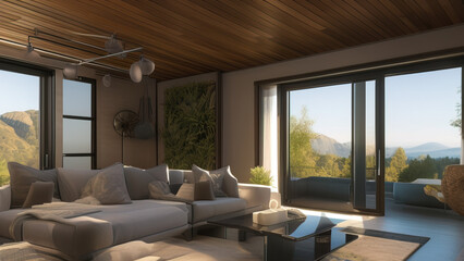 Fototapeta premium Pleasant Mansion Living Room, Generative AI
