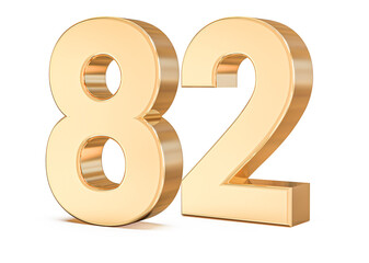 3d gold Number 82