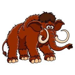 Cartoon mammoth isolated on white background
