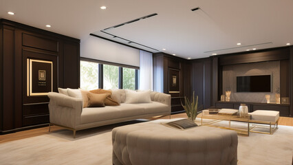 Fototapeta premium Prestigious Mansion Living Room, Generative AI
