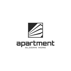 Naklejka premium geometric apartment logo business vector design template. modern skyscraper iconic logo design vector ideas inspiration with minimalist and elegant styles 
