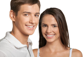 Portrait of a Smiling Young Man and Woman