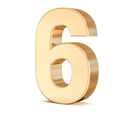 3d gold Number 6