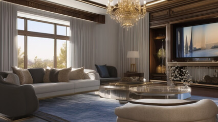Grandiose Mansion Living Room, Generative AI