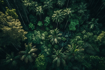 green jungle forest top view illustration Generative AI