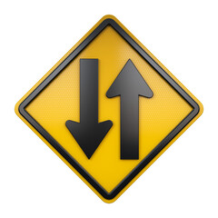 3D illustration of road traffic sign Two Way Traffic
