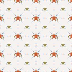 In this seamless pattern, stars of different sizes are placed neatly against a white background like a shining star. Make it look beautiful, outstanding and interesting.