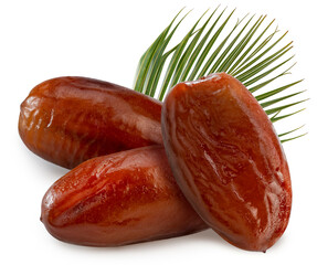 Dried date palm fruit isolated on white background, Sweet date palm fruit isolated on white with...