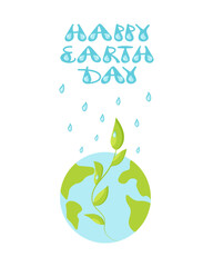 Happy Earth Day. World environment day greeting. Vector illustration in a flat style