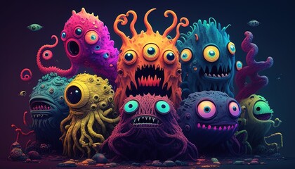 Obraz premium Vibrant creepy creatures
