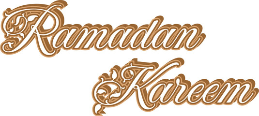 Ramadan kareem typography white brown floral leaf design transparent background