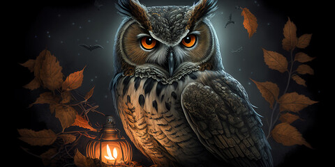 halloween night owl, Generative AI