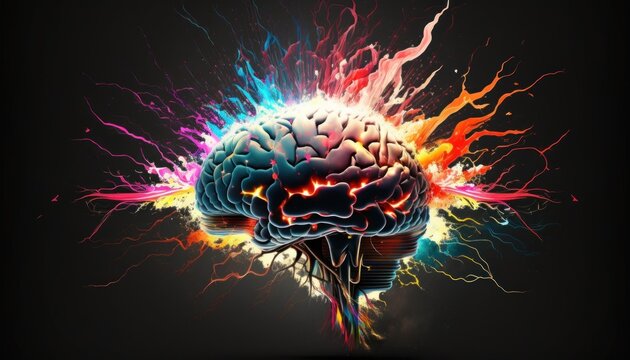 Illustration of a brain exploding with ideas 