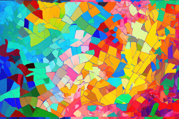 Mosaic Abstract Background, A vibrant, kaleidoscopic display of fragmented geometric shapes, each one individually distinct yet cohesively arranged to form a larger composition. 
