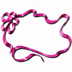 リボンのフレームイラスト、サテンリボンのフレーム、コピースペースのあるイラスト素材、リボンの額縁素材