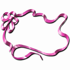 リボンのフレームイラスト、サテンリボンのフレーム、コピースペースのあるイラスト素材、リボンの額縁素材