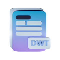 3d Render Illustration Icon Modern Dwt File Extension 3D Icon Documents Management