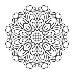 Easy Mandalas Design. Elegant Simple mandala flowers page intricate lines patterns wall art, invitations, tattoo, designs, basic mandalas Coloring page