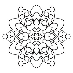 Fototapeta premium Easy Mandalas Design. Elegant Simple mandala flowers page intricate lines patterns wall art, invitations, tattoo, designs, basic mandalas Coloring page