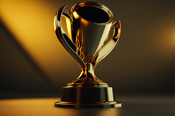 Beautiful shiny gold trophy for recognition and award ceremony. Generative AI