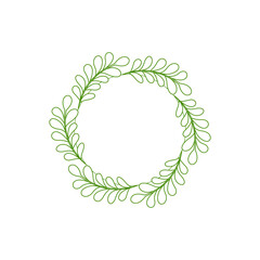 Decorative line art frames for design template. Lace illustration for invitations and greeting cards. Circle leaf frame vector.	