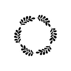 Decorative line art frames for design template. Lace illustration for invitations and greeting cards. Circle leaf frame vector.	