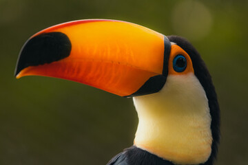 Yellow-beaked toucan bird in its habitat, close up image with copy space for text © Tatiana Kashko