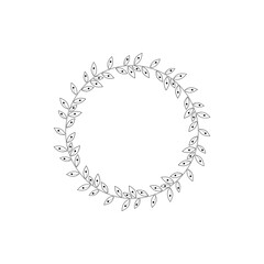 Decorative line art frames for design template. Lace illustration for invitations and greeting cards. Circle leaf frame vector.	