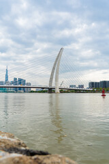 Thu Thiem 2 bridge, connecting Thu Thiem peninsula and District 1 across the Saigon River in Bach Dang port