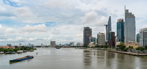 Thu Thiem 2 bridge, connecting Thu Thiem peninsula and District 1 across the Saigon River in Bach Dang port