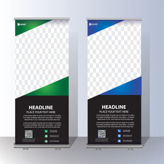 Roll Up Banner Signage Standee Template for Advertising and Multipurpose Use with Four Color Variations,display banner, brochure, x-banner, Standee Banner	
