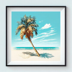 Blue sky, palm trees, beach, clouds, vacation