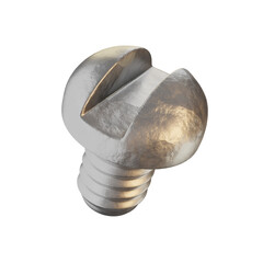 3d Render Illustration Icon Modern Small Screw Slot Round Realistic Metal Texture Engineering Model