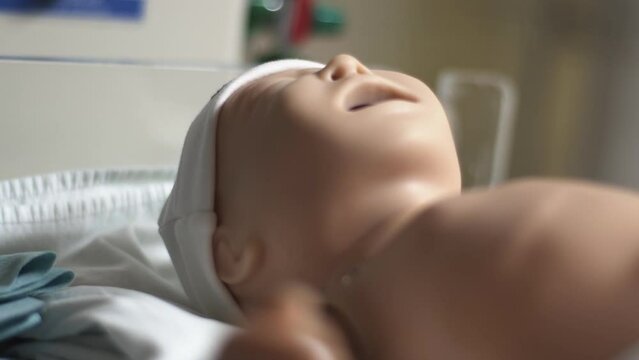 Nursing School Doll Close-Up: Practicing Baby Car