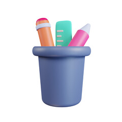 3d Render Illustration Icon Modern Pencils Object Education School