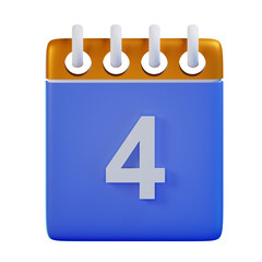 3d Render Illustration Icon Modern 4 Calendar 