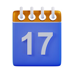 3d Render Illustration Icon Modern 17 Calendar 