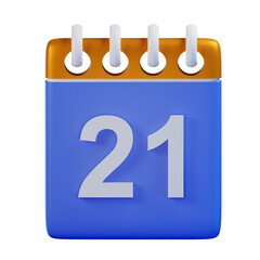 3d Render Illustration Icon Modern 21 Calendar 