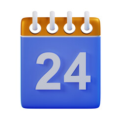 3d Render Illustration Icon Modern 24 Calendar 