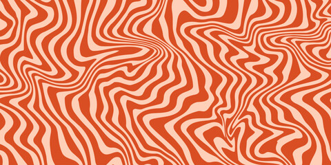Retro groovy background. Wavy vintage psychedelic wallpaper. Trippy pattern, cover, poster in 60s or 70s style. Liquid hippie texture. Vector © vika_k